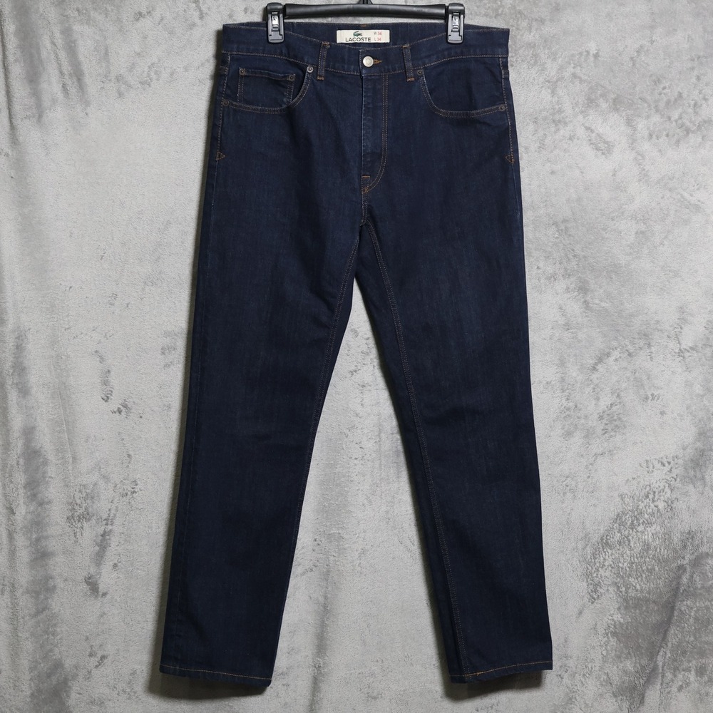 Lacoste‎ Jeans Men 35x30 Dark Indigo Blue Straight Denim Pants F8342 Preppy